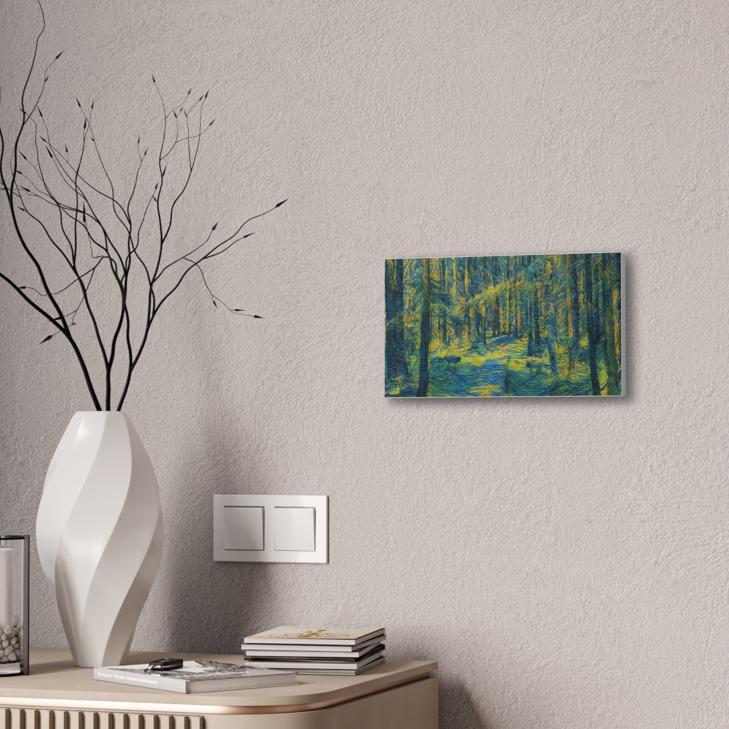 Sunlit Forest Path Canvas — Impressionist Woodland Wall Art