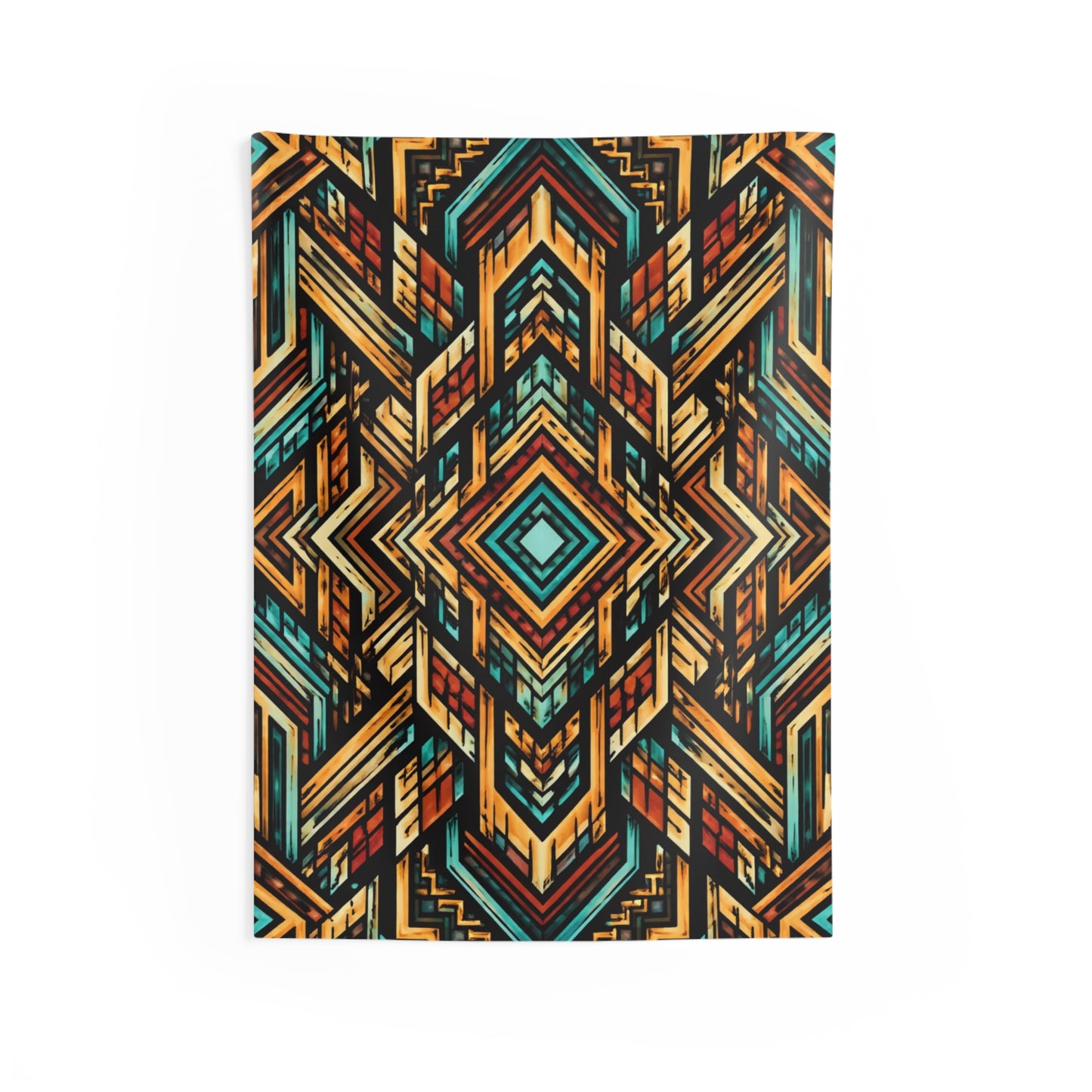 Geometric Tribal Indoor Wall Tapestry — Boho Aztec Pattern for Living Room & Bedroom