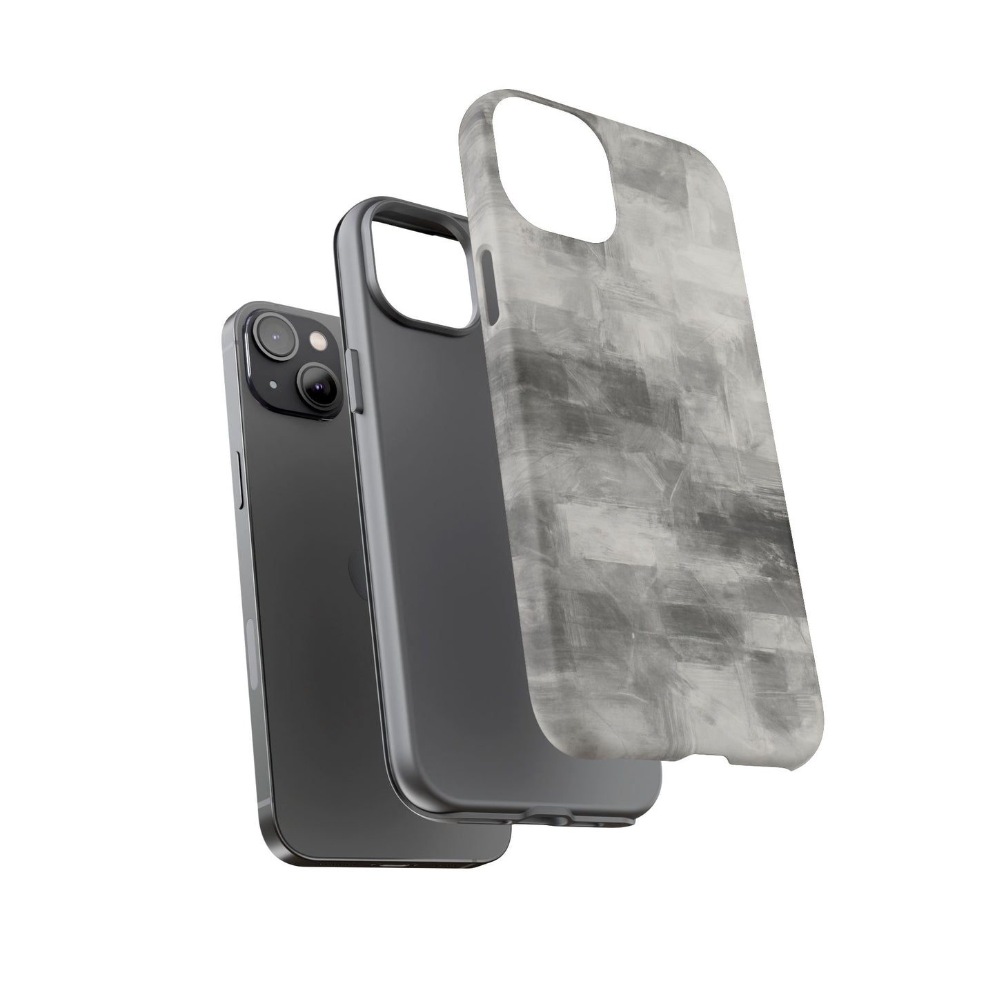 Abstract gray grid phone case for iPhone, tough protective cover with modern geometric design by Printify.