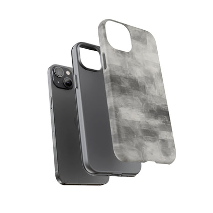 Abstract gray grid phone case for iPhone, tough protective cover with modern geometric design by Printify.