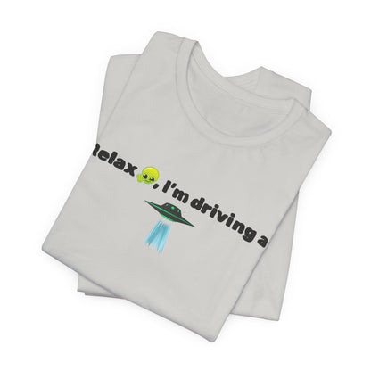 Alien Driving Unisex Tee - Fun Casual Shirt, Gifts for UFO Lovers, Quirky Humor T-Shirt, Perfect for Road Trips, Unique Birthday Present