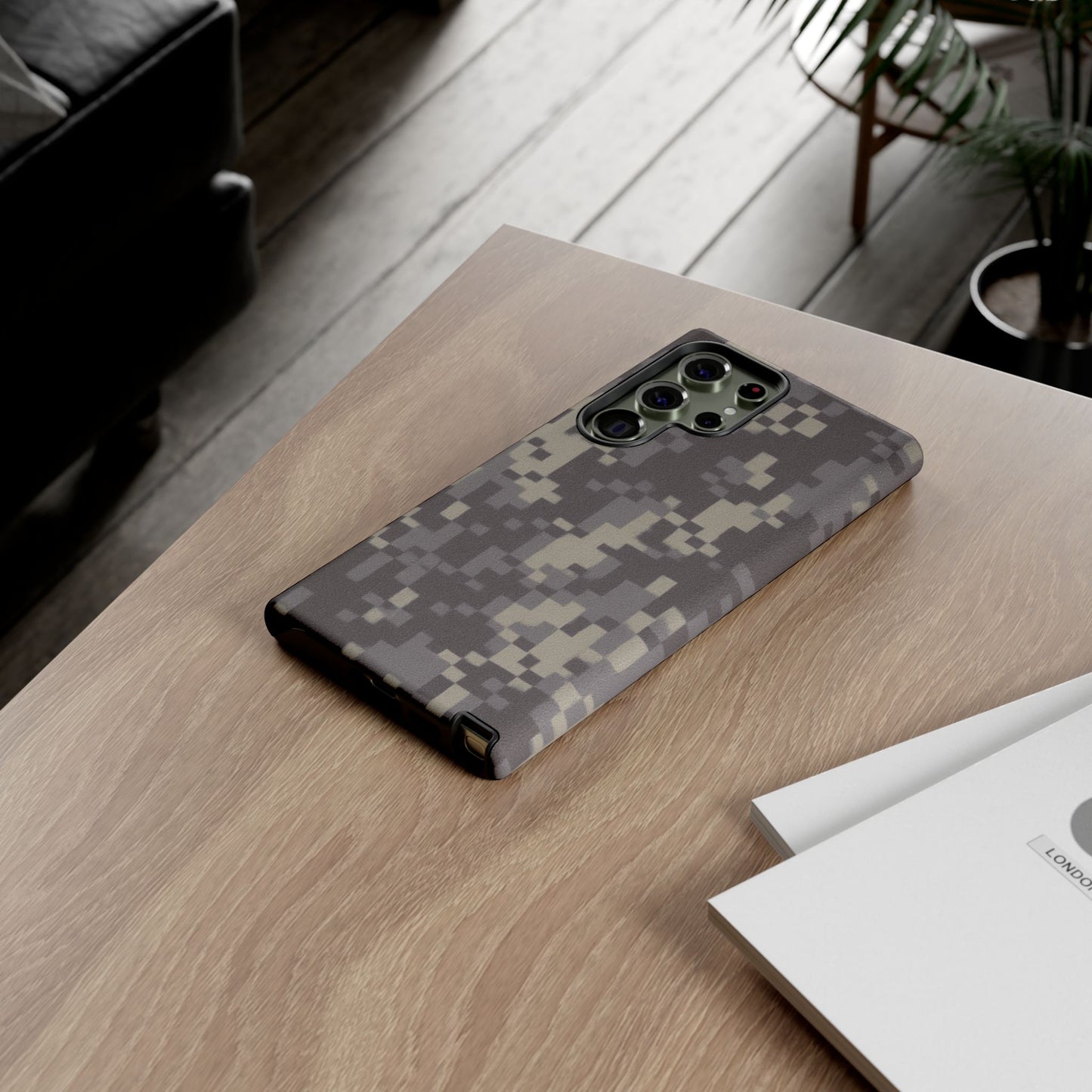 Camouflage tough phone case by Printify featuring rugged digital camo design and protective cover for smartphones.