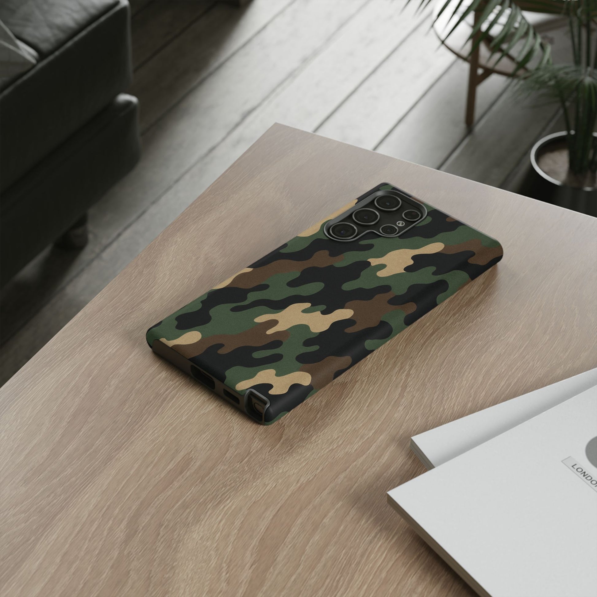 Camouflage tough phone case by Printify featuring rugged, protective camouflage design for smartphones.