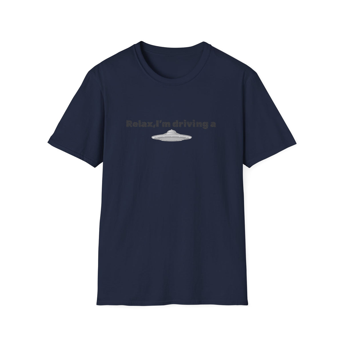 Funny alien graphic T-shirt by Printify featuring a UFO design, perfect for sci-fi fans and casual wear.