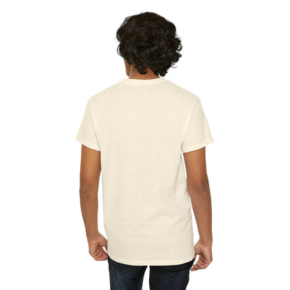 Black graphic T-shirt by Printify featuring dripping lips and "hmm..." bite design on the front.