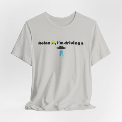 Alien Driving Unisex Tee - Fun Casual Shirt, Gifts for UFO Lovers, Quirky Humor T-Shirt, Perfect for Road Trips, Unique Birthday Present