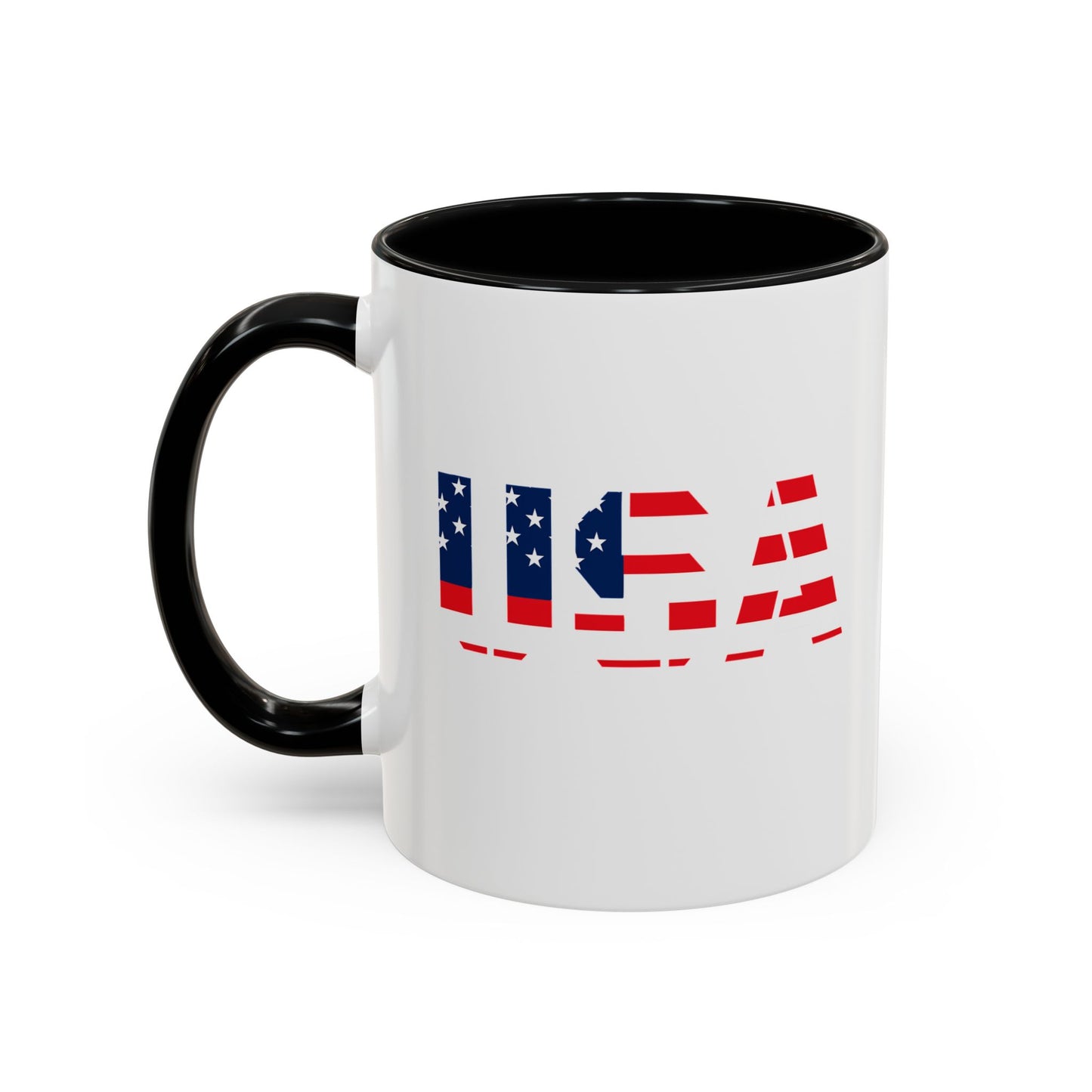 USA Flag Accent Coffee Mug — Patriotic 11/15oz Ceramic Coffee Cup