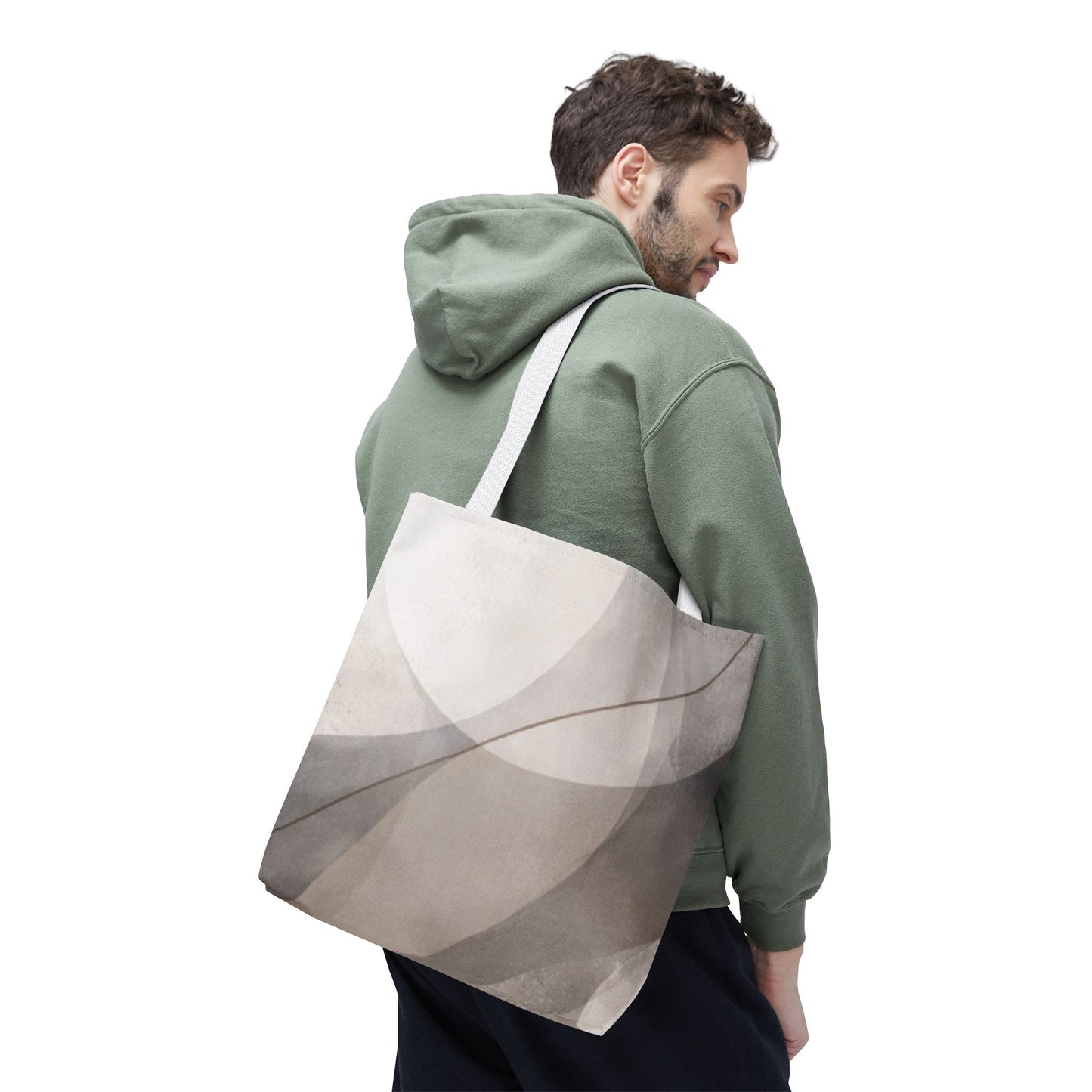 Neutral Abstract Watercolor Waves Tote Bag | All-Over Print