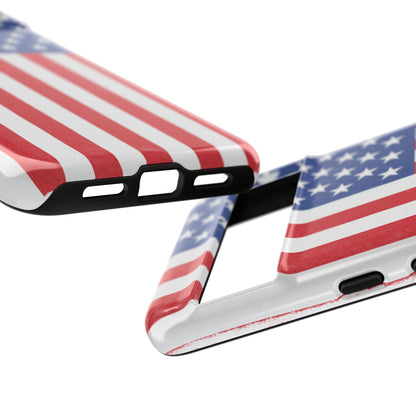 Durable American flag phone case for iPhone with patriotic design, made by Printify, providing protection and style.