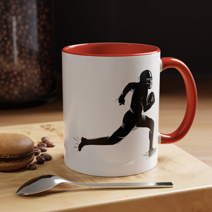 Football Player Themed Accent Coffee Mug, Sports Fan Gift, Unique Mug for Athletes, Coffee Lover, Game Day Essential - TRV