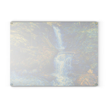 Glass Cutting Board — Tranquil Waterfall Art Print
