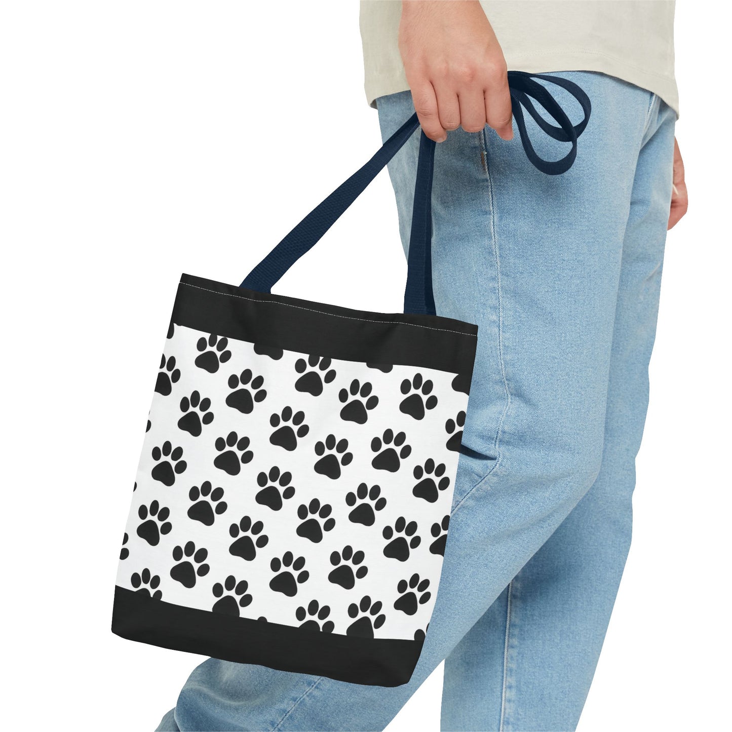 Eco-friendly paw print tote bag by Printify, featuring a stylish design perfect for dog and cat lovers.