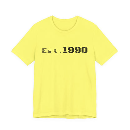 Vintage Est. 1990 T-Shirt by Printify featuring classic design and comfortable cotton fabric.