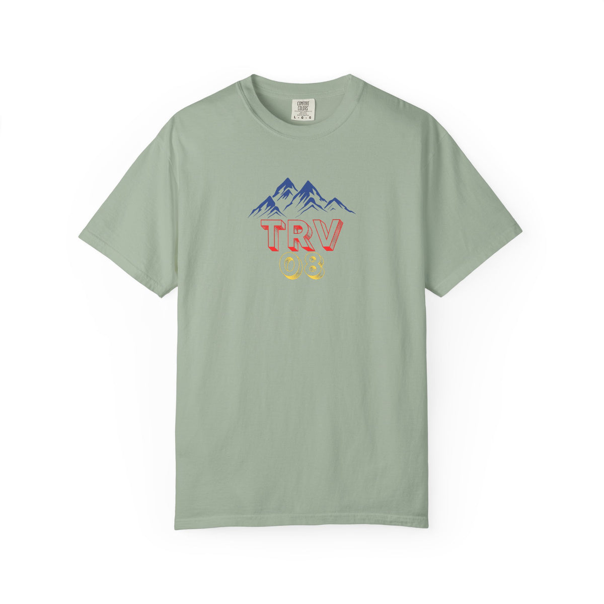 Unisex garment-dyed T-shirt with TRV08 Logo by Printify, featuring a casual fit and soft fabric in natural colors.