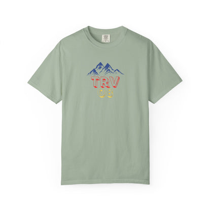 Unisex garment-dyed T-shirt with TRV08 Logo by Printify, featuring a casual fit and soft fabric in natural colors.
