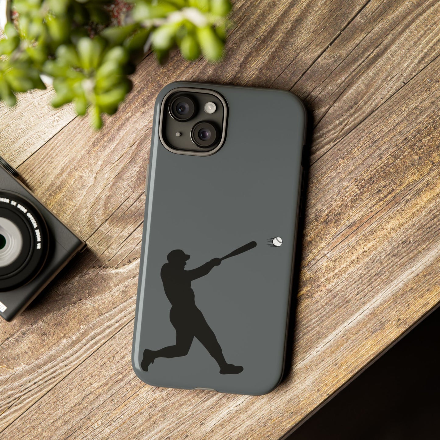 Printify baseball batter phone case, tough protective smartphone cover featuring a baseball player design for sports fans.