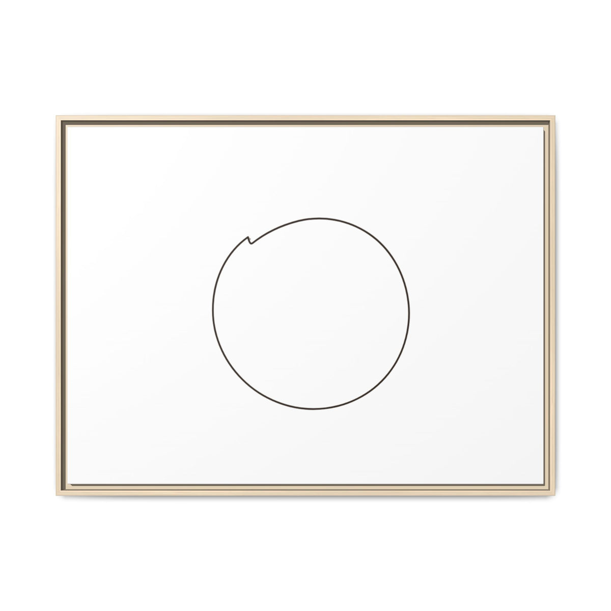 Framed matte canvas wall art featuring a minimal circular line design, produced by Printify for modern home decor.