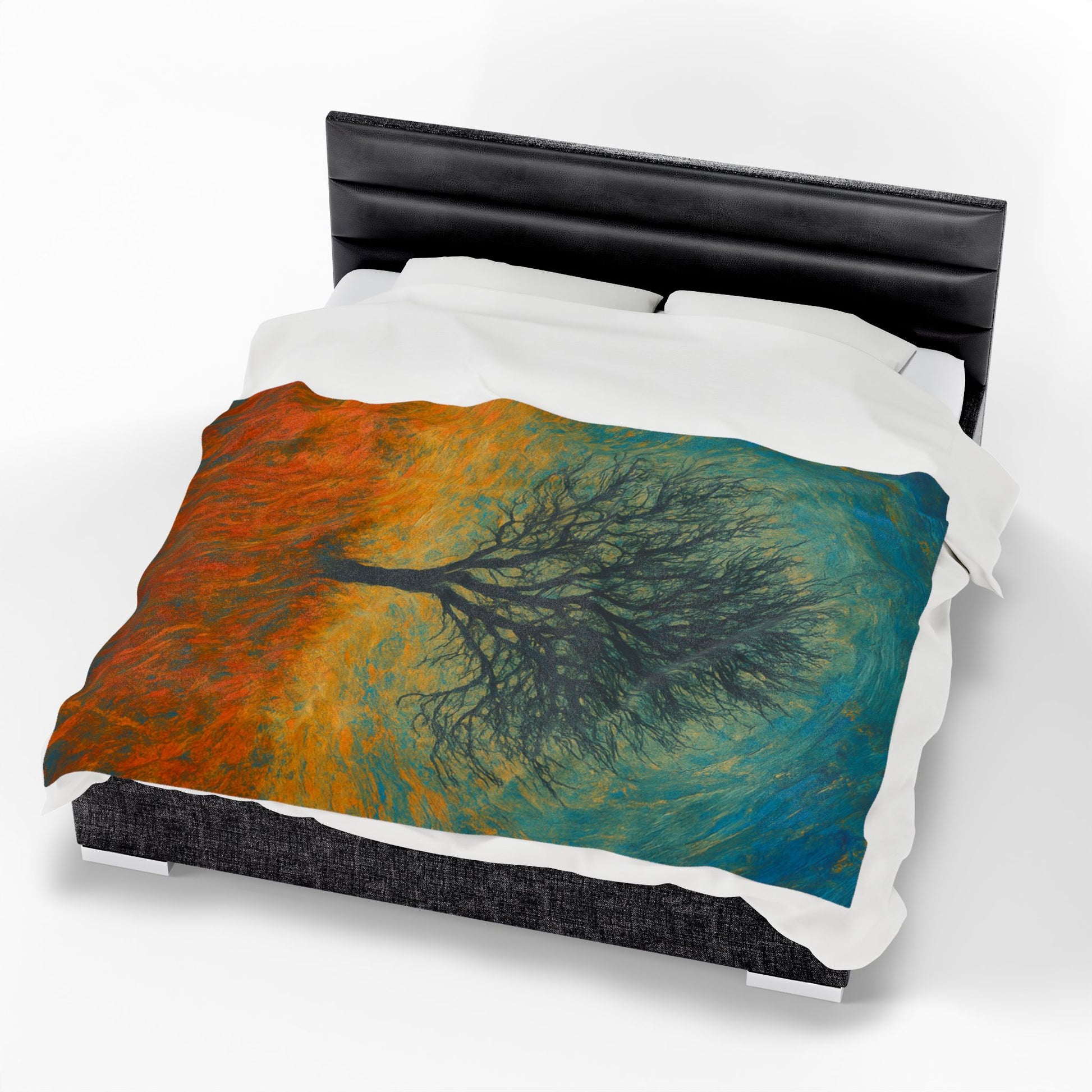 Cozy Velveteen Plush Blanket with Serene Tree Design | Comfortable Home Decor, Gift for Nature Lovers, Cozy Nights, Warmth&Style - TRV