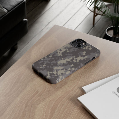 Rugged digital camo phone case from Printify providing durable protection for smartphones with tough camouflage design.