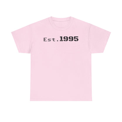 Unisex Heavy Cotton Tee - Est. 1995, Vintage Birthday Gift, Customizable Tee, Retro Unisex Shirt, Casual Everyday Wear