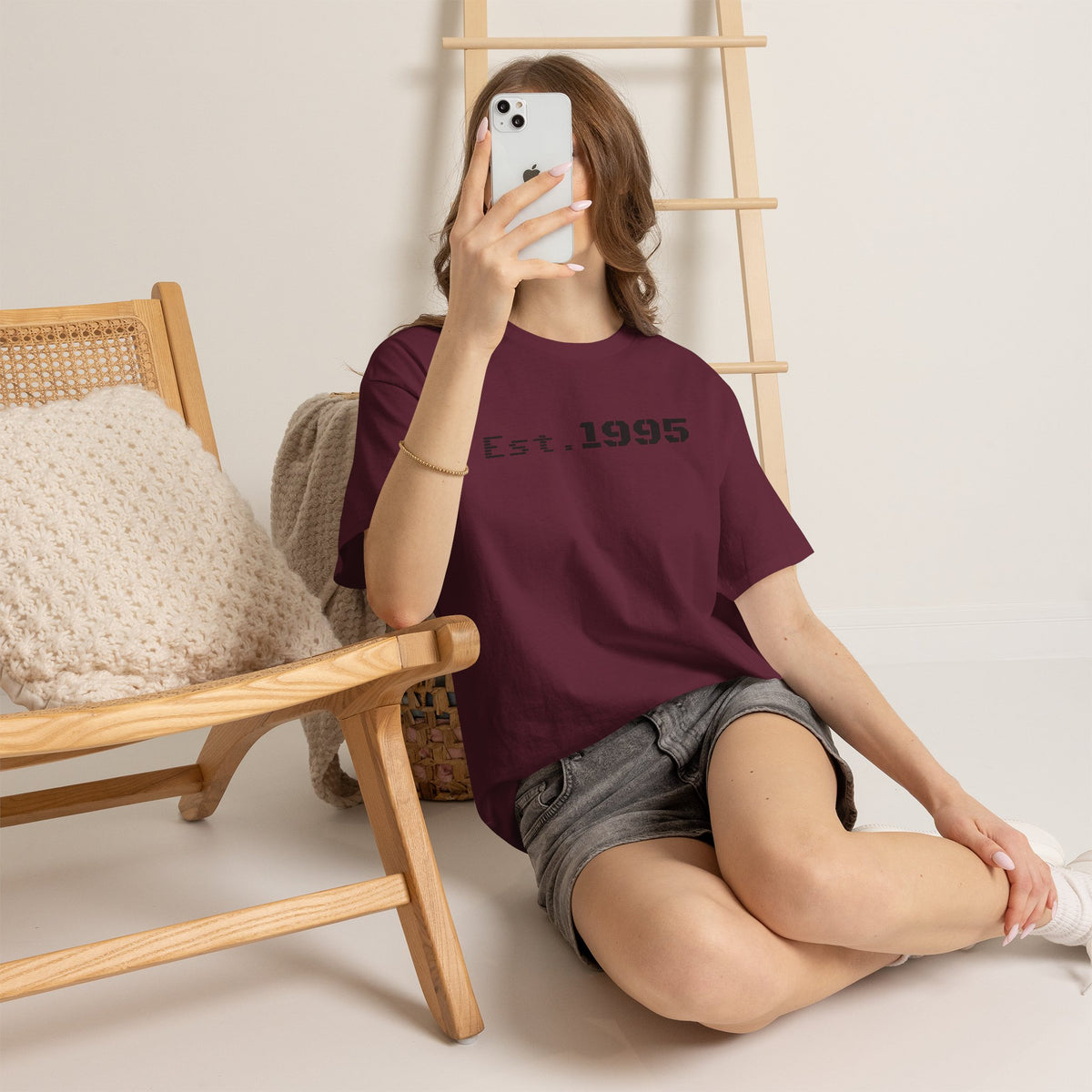 Vintage minimalist "Est. 1995" T-shirt by Printify featuring a simple birthday design on a casual tee.