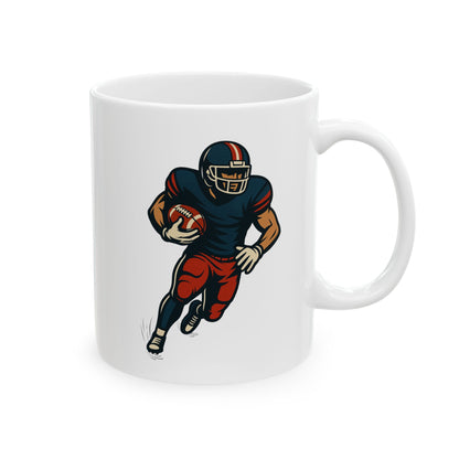 Football Player Ceramic Mug, Sports Fan Gift, Football Lover Coffee Cup, Game Day Drinkware, Quarterback Tea Mug, Touchdown Fan Decor,