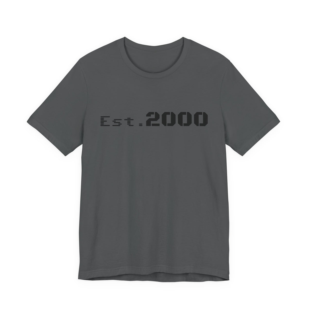 Retro pixel design T-shirt by Printify featuring "Born in 2000" text, vintage style shirt celebrating the year 2000.