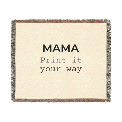 Custom woven blanket by Printify featuring a colorful, personalized design on a cozy throw blanket.