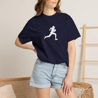 Sporty Unisex Garment-Dyed T-Shirt with Football Player Graphic, Activewear, Casual Wear, Gift for Runners, Fitness Apparel, Everyday Style