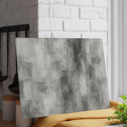 Glass Cutting Board — Abstract Gray Brushstroke Tempered Glass Chopping Board