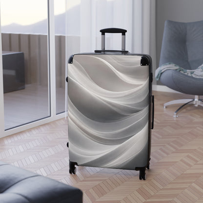 Abstract Silver Wave Suitcase | Hardshell Carry-On Luggage