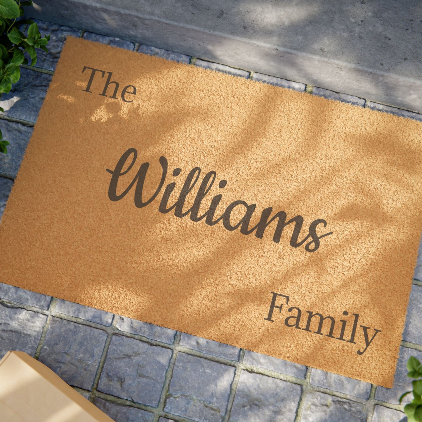 Personalized Script Monogram Welcome Doormat with last name, decorative floor mat for home entryway by Printify
