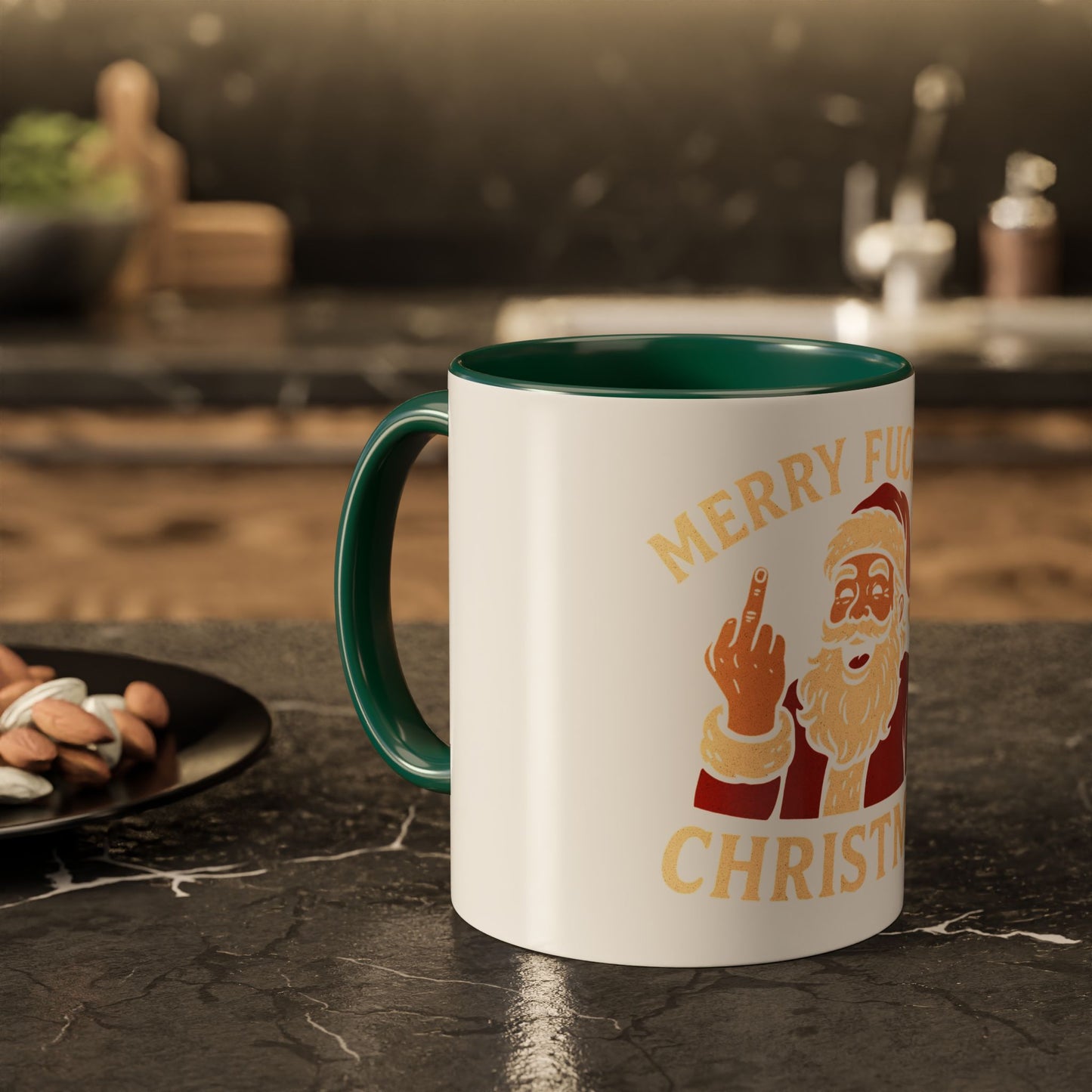 Merry Fucking Christmas Mug — Funny Santa Middle Finger Coffee Cup (11oz & 15oz)