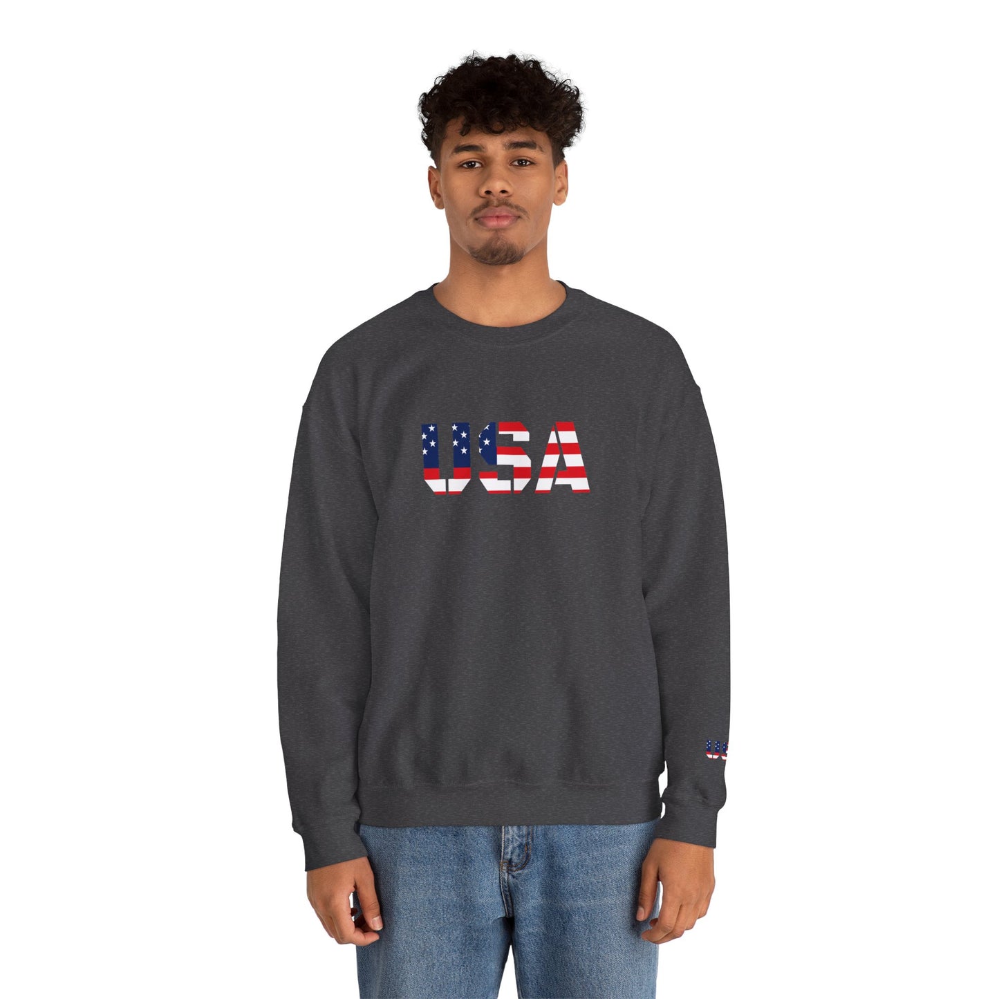 USA Flag Unisex Crewneck Sweatshirt, Cozy Apparel, Casual Wear, Independence Day Gift, Americana Style