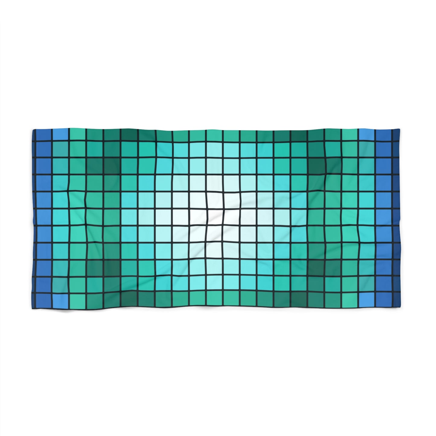 Turquoise Mosaic Grid Beach Towel | Blue Green Checkered Swim Towel