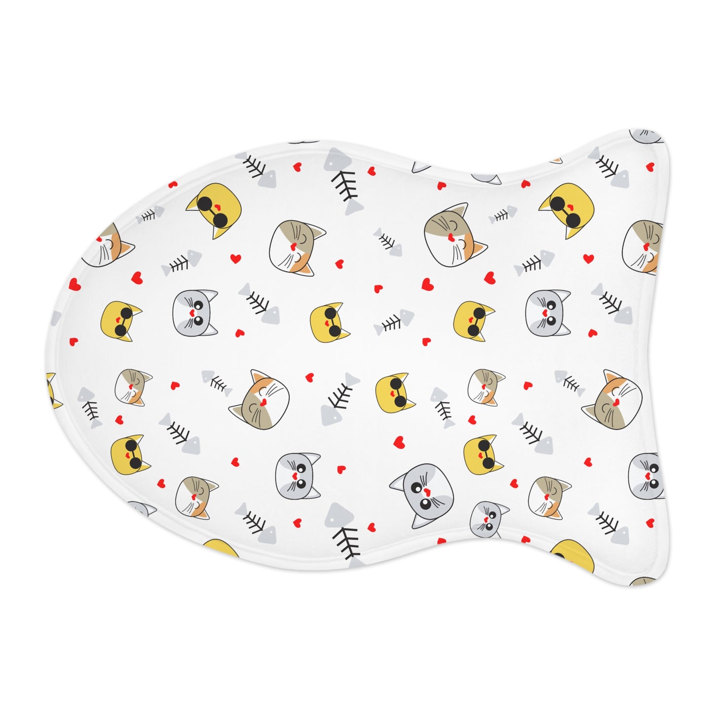 Cat Face Pattern Pet Feeding Mat — Non-Slip Waterproof Placemat for Bowls