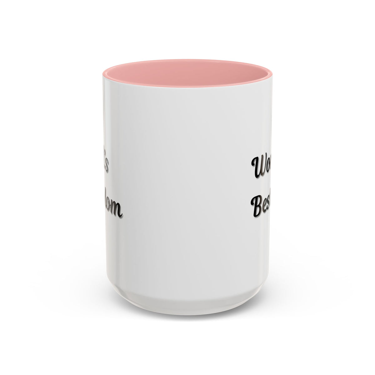 Black-Trim Ceramic Coffee Mug by Printify with "World's Best Mom" accent design, perfect for Mother's Day.