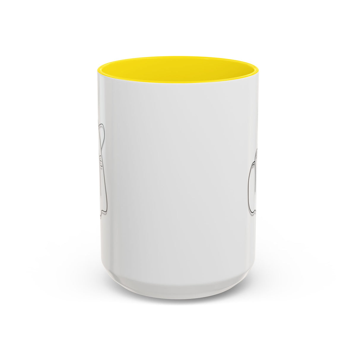 Minimal Korean finger heart accent coffee mug by Printify, featuring a simple design on a 15oz ceramic mug.
