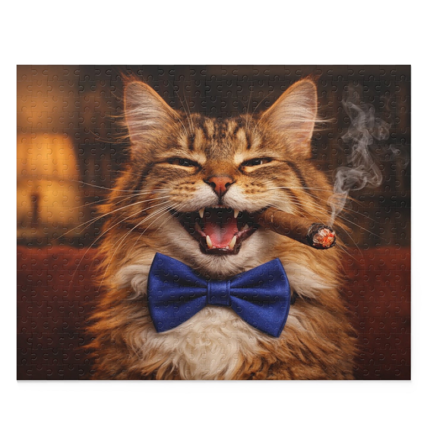 Laughing Cat with Cigar and Blue Bow Tie Puzzle