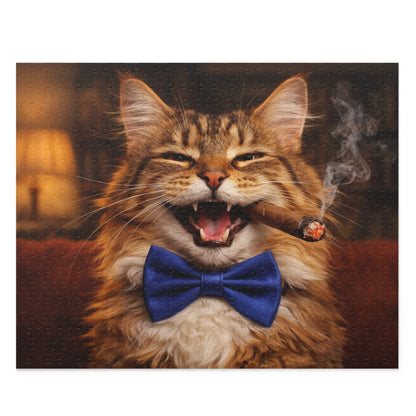 Laughing Cat with Cigar and Blue Bow Tie Puzzle
