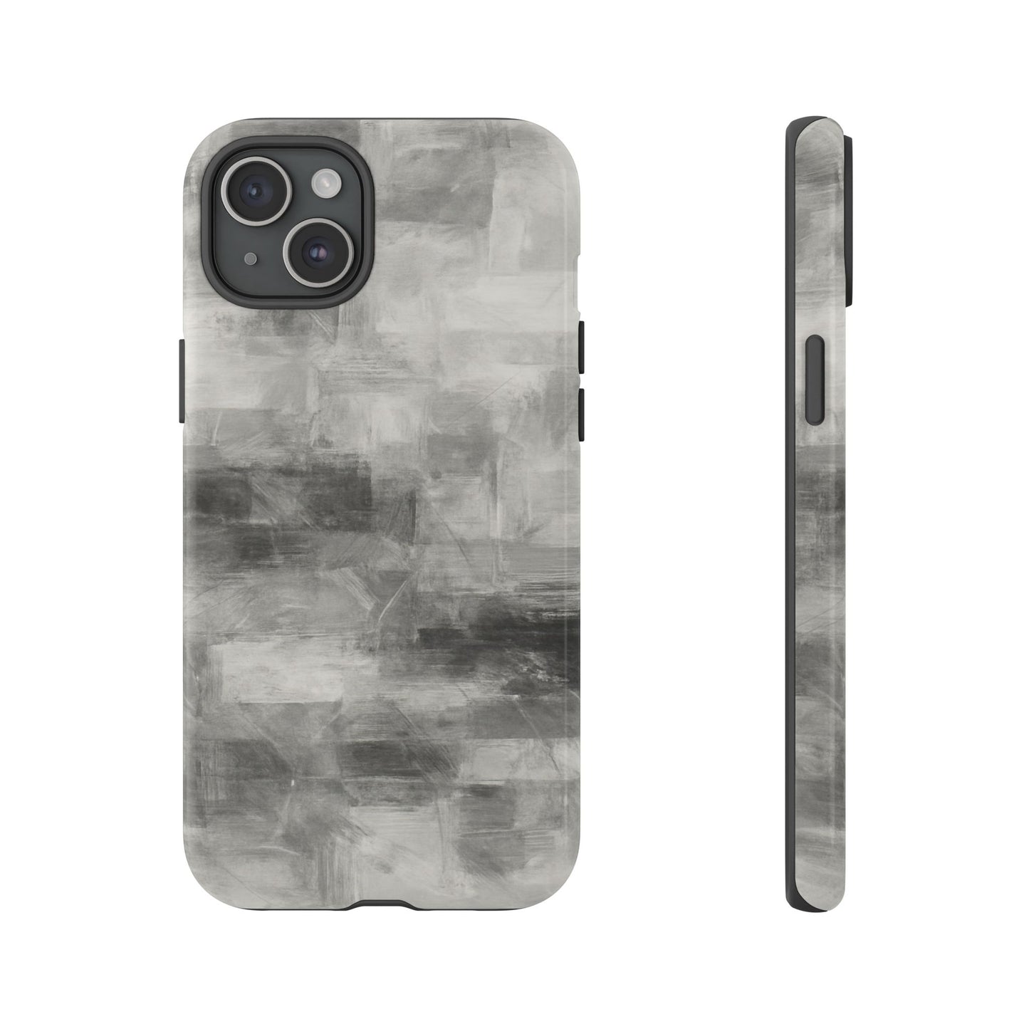 Abstract gray grid phone case for iPhone, tough protective cover by Printify with modern geometric design.