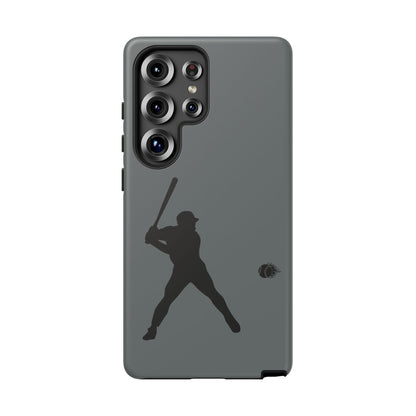 Black baseball silhouette tough phone case for iPhone, protective sporty design by Printify.