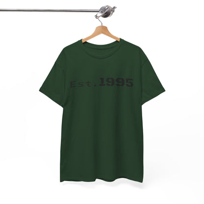 Vintage minimalist Est. 1995 T-shirt by Printify featuring a clean design and born in 1995 birthday message on a casual tee.