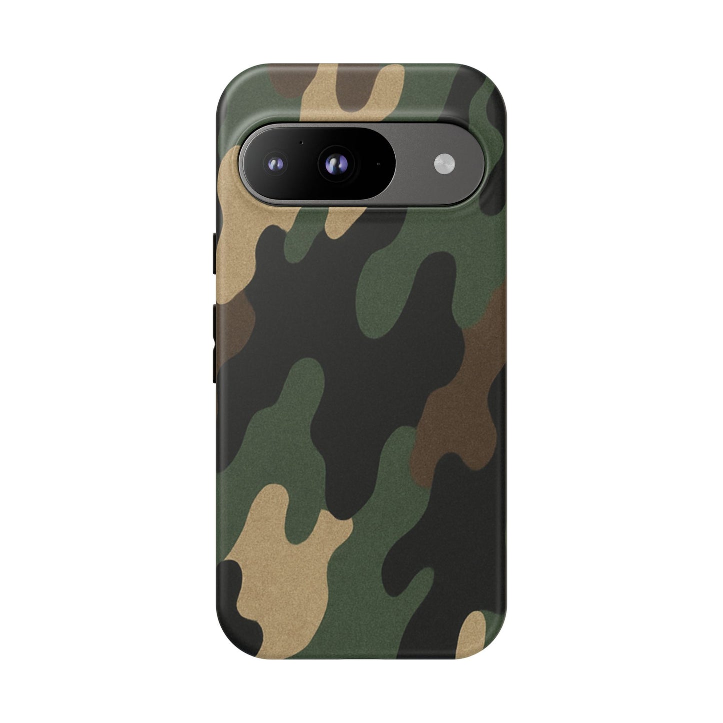 Military green camo tough phone case by Printify, rugged protective cover for smartphones with a durable design.