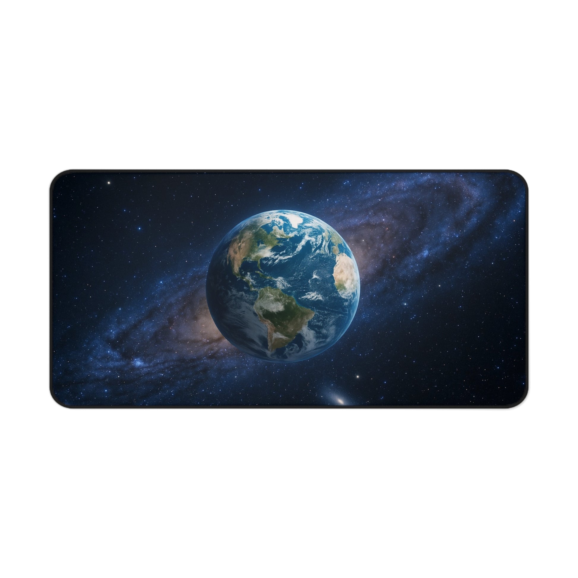 Earth in Galaxy desk mat featuring a space planet design, ideal for mousepads and desk accessories.
