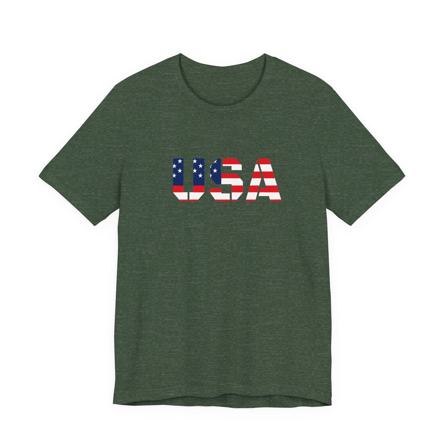 USA Flag Text Tee — Patriotic Fourth of July T-Shirt
