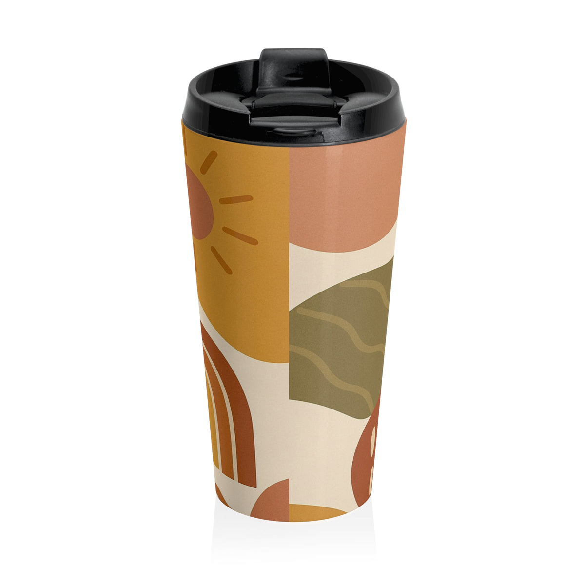 Abstract earth tone 15oz insulated stainless steel travel mug - view 3