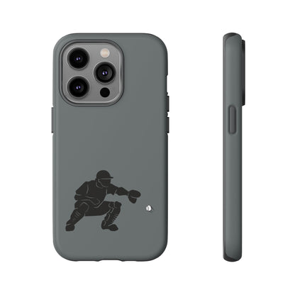 Printify baseball catcher phone case, a tough protective cover with a baseball glove and ball design for iPhone or Android.