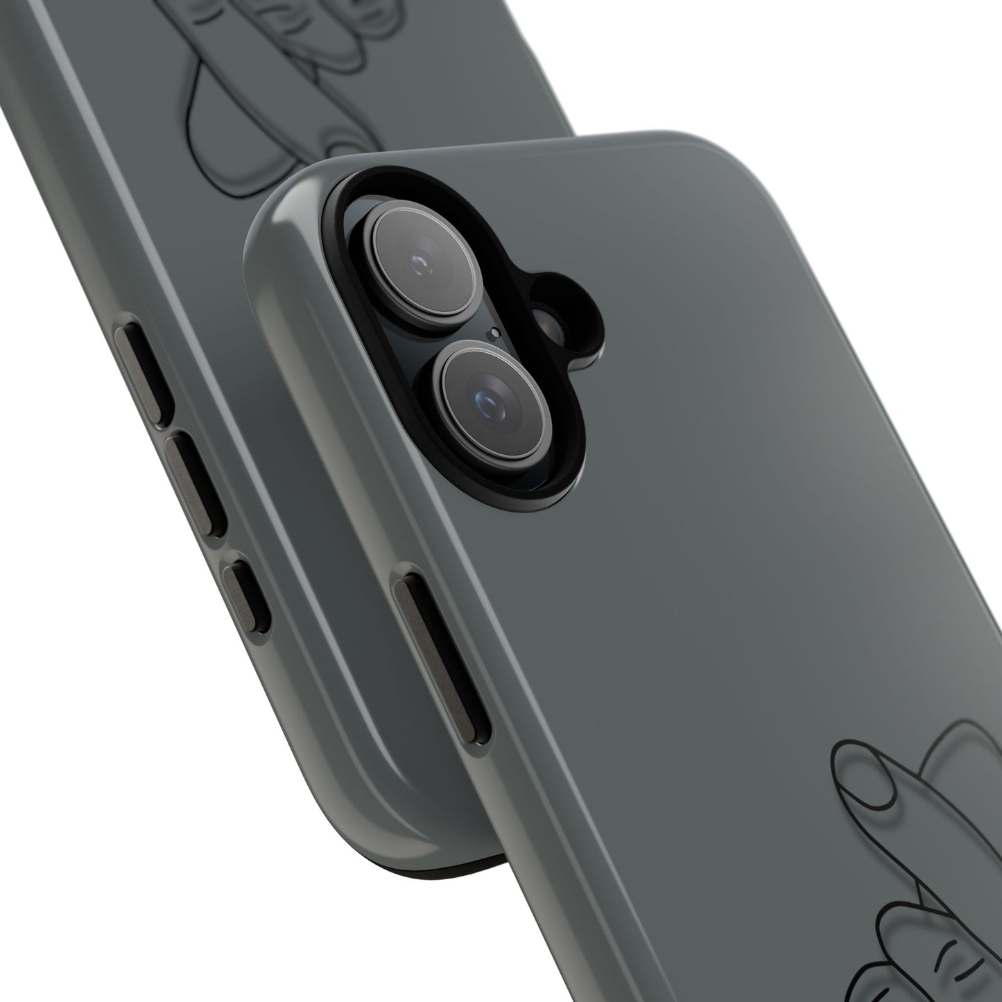 Silicone phone case with embossed Korean finger heart design, compatible with smartphones, by Printify.
