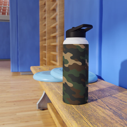 Camo stainless steel insulated water bottle from Printify with a durable outdoor design and leak-proof lid.